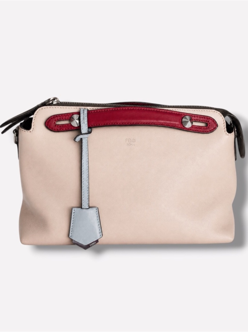 Fendi By The Way Medium Boston Bag Pink Multicolor Leather COA